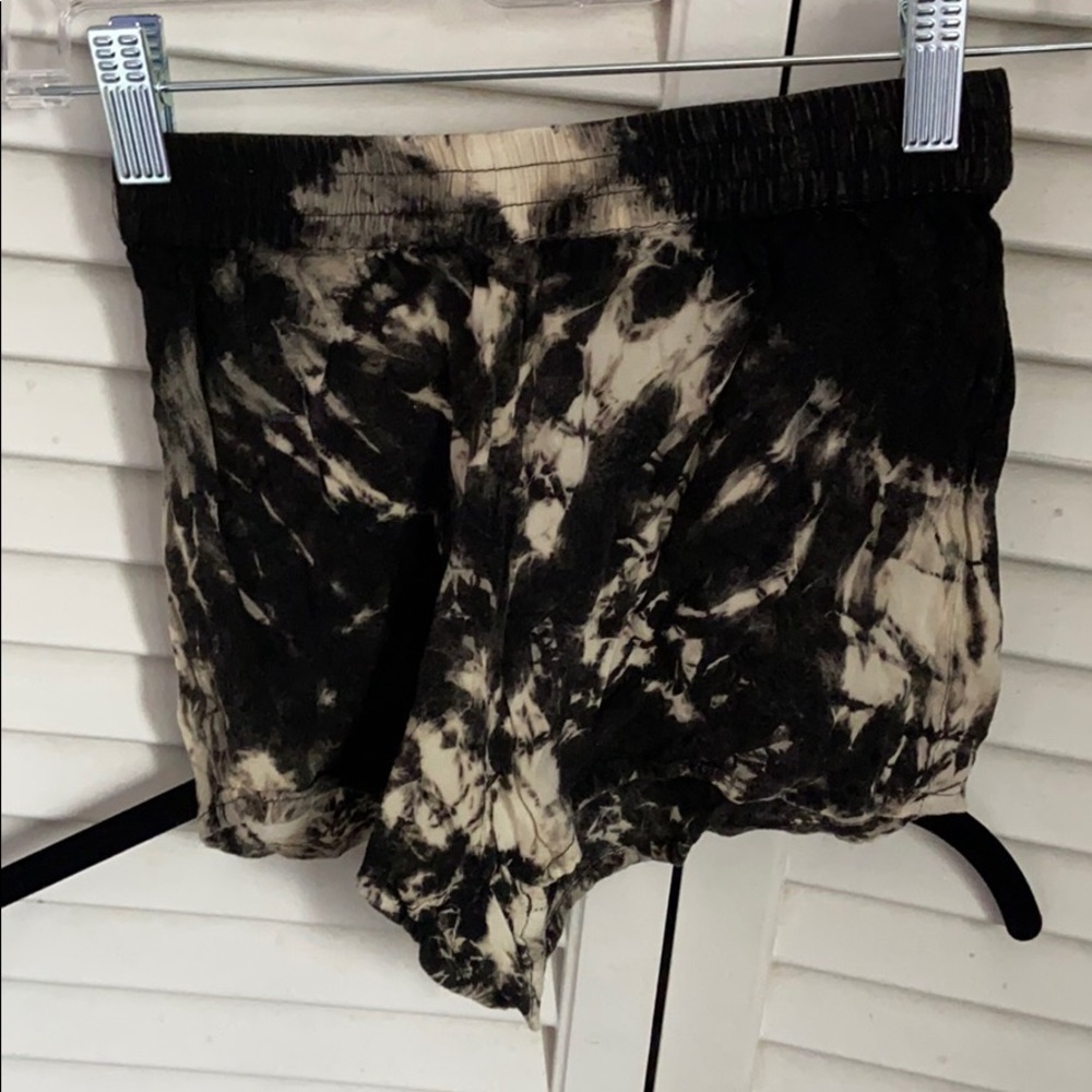 Black tie dye with cream flowy shorts